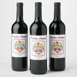 Diablo Huma, Goud Vintage, Set van 6 Wijnlabels Wijn Etiket