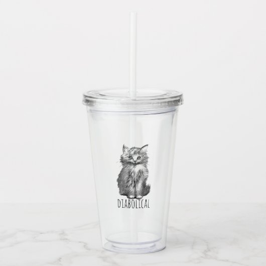 Diabolical Cute Fluffy Kitten Acryl Drinkbeker (Voorkant)