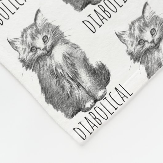 Diabolical Cute Fluffy Kitten Fleece Deken (Hoek)