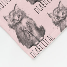 Diabolical Cute Fluffy Kitten Light Pink Fleece Deken