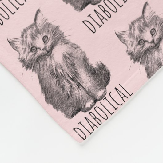 Diabolical Cute Fluffy Kitten Light Pink Fleece Deken (Hoek)