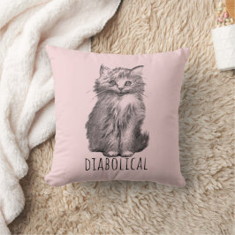 Diabolical Cute Fluffy Kitten Light Pink Kussen