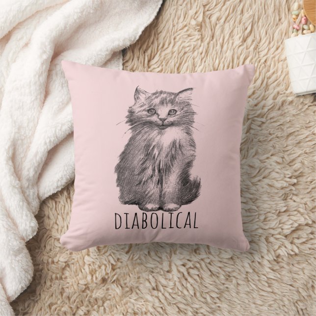 Diabolical Cute Fluffy Kitten Light Pink Kussen (Deken)