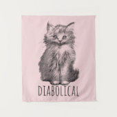 Diabolical Cute Fluffy Kitten Light Pink Wandkleed (Voorkant)