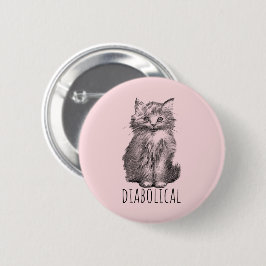 Diabolical Cute Fluffy Kitten Ronde Button 5,7 Cm