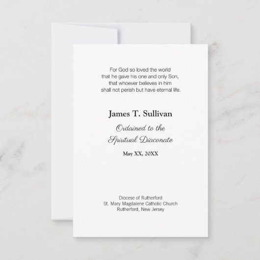 Diaconate Ordination Gefeliciteerd Cross Bedankkaart (Achterkant)