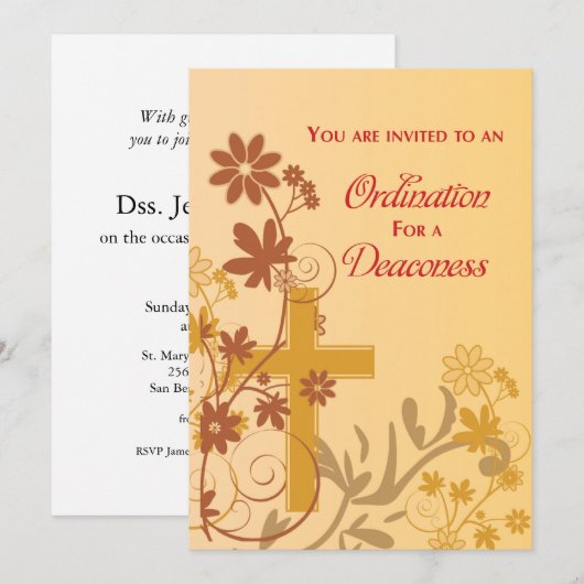 Diacones uitnodiging tot wijding Kruis krullen (Voorkant / Achterkant)