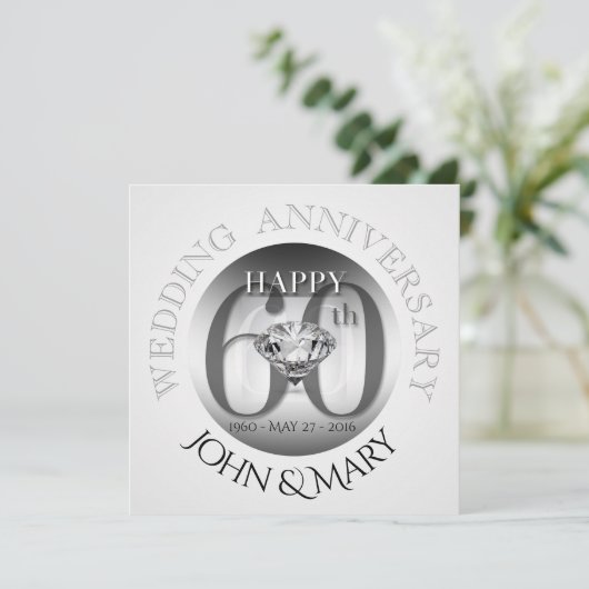 Diadmond 60th Wedding Jubileum S Uitnodiging (Staand voorkant)