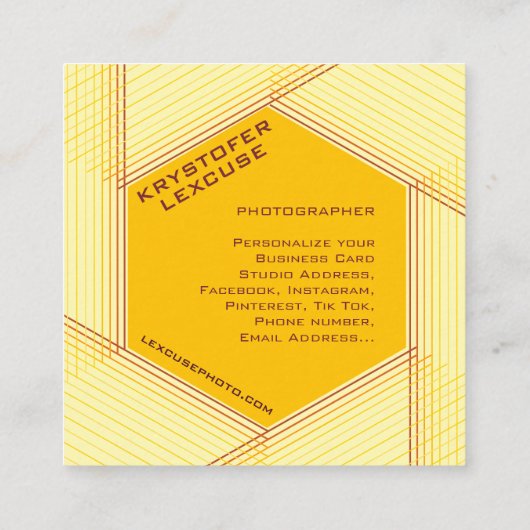 Diafragma Zeshoek Aanpasbare Foto Fotograaf Vierkante Visitekaartje (Achterkant)