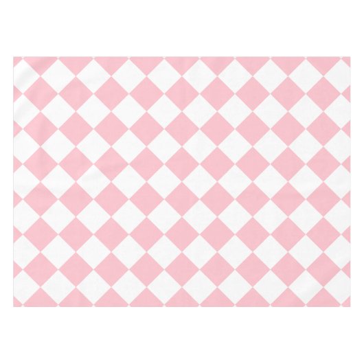Diag Gecontroleerd Groot - Wit en Roze Tafelkleed (Voorkant (Horizontaal))