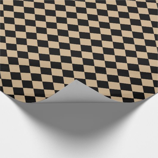 Diag Gecontroleerd Groot - Zwart en Tan Cadeaupapier (Hoek)