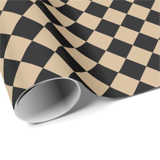 Diag Gecontroleerd Groot - Zwart en Tan Cadeaupapier (Rol Hoek)