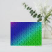 Diag Rainbow Gradient Floral Pattern Blue Briefkaart (Staand voorkant)