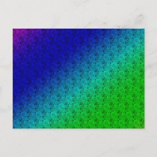 Diag Rainbow Gradient Floral Pattern Blue Briefkaart (Voorkant)