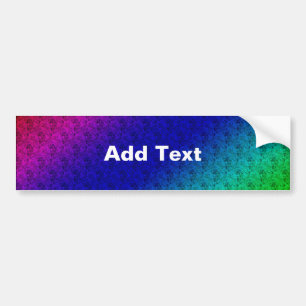 Diag Rainbow Gradient Floral Pattern Blue Green Bumpersticker