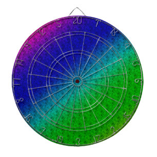 Diag Rainbow Gradient Floral Pattern Blue Green Dartbord