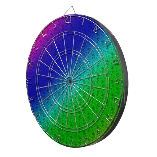 Diag Rainbow Gradient Floral Pattern Blue Green Dartbord (Voorkant Rechts)