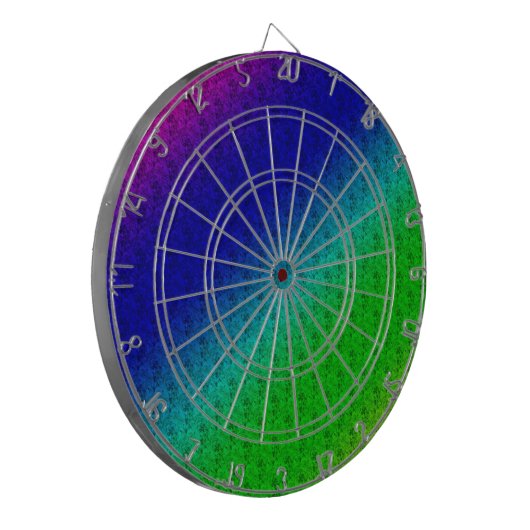 Diag Rainbow Gradient Floral Pattern Blue Green Dartbord (Voorkant Links)