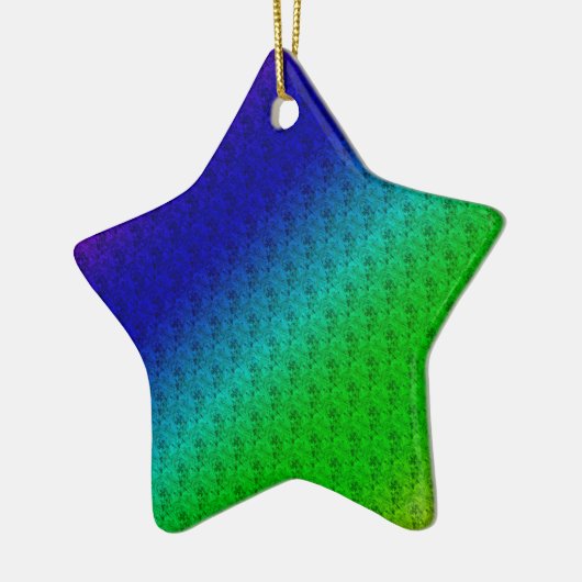 Diag Rainbow Gradient Floral Pattern Blue Green Keramisch Ornament (Links)