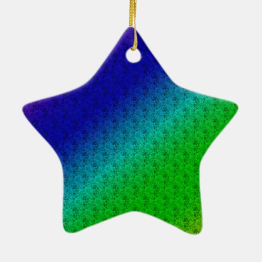 Diag Rainbow Gradient Floral Pattern Blue Green Keramisch Ornament (Achterkant)