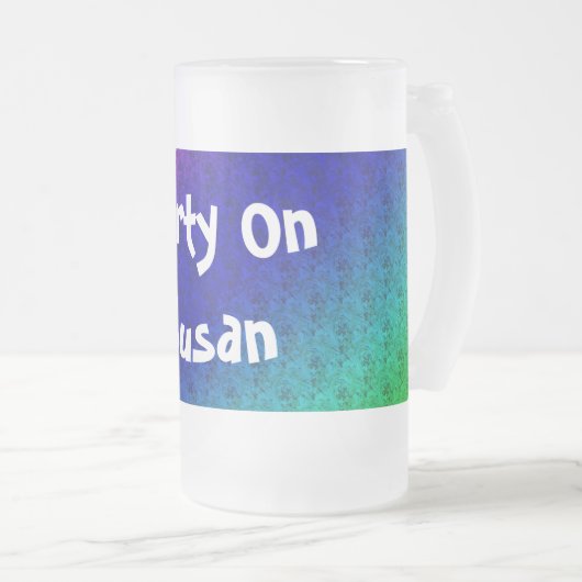 Diag Rainbow Gradient Floral Pattern Blue Green Matglas Bierpul (Voorkant rechts)