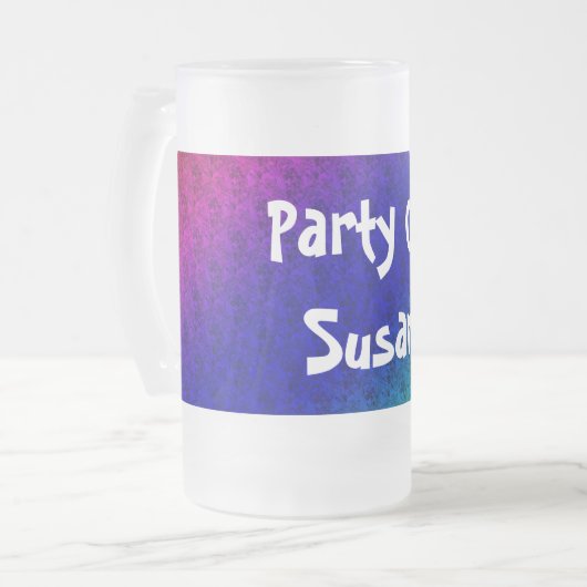 Diag Rainbow Gradient Floral Pattern Blue Green Matglas Bierpul (Voorkant links)