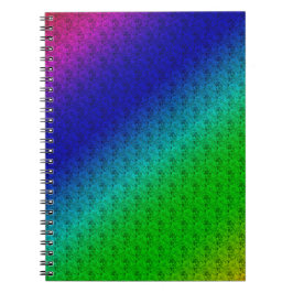 Diag Rainbow Gradient Floral Pattern Blue Green Notitieboek