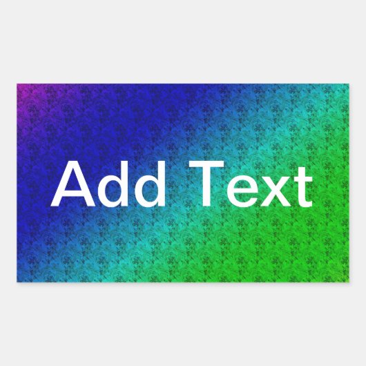 Diag Rainbow Gradient Floral Pattern Blue Green Rechthoekige Sticker (Voorkant)