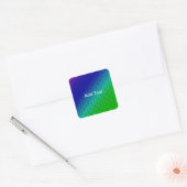Diag Rainbow Gradient Floral Pattern Blue Green Vierkante Sticker (Envelop)