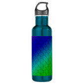 Diag Rainbow Gradient Floral Pattern Blue Green Waterfles (Voorkant)