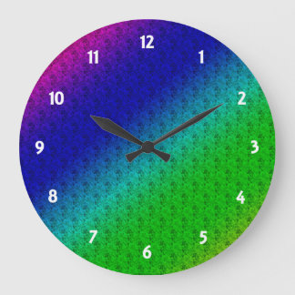 Diag Rainbow Gradient Floral Pattern Blue Grote Klok