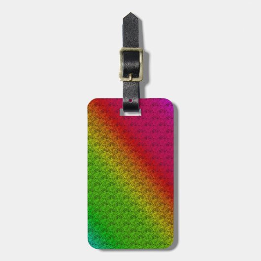 Diag Rainbow Gradient Floral Pattern Green Bagagelabel (Voorkant verticaal)