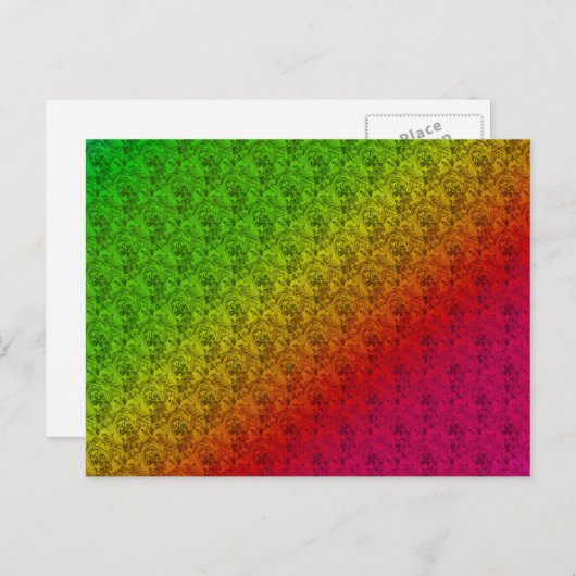 Diag Rainbow Gradient Floral Pattern Green Briefkaart (Voorkant / Achterkant)