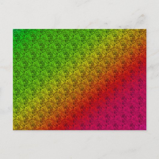 Diag Rainbow Gradient Floral Pattern Green Briefkaart (Voorkant)