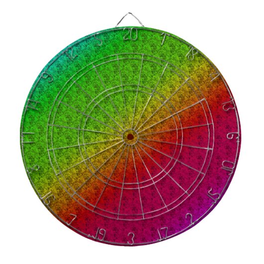 Diag Rainbow Gradient Floral Pattern Green Dartbord (Voorkant)