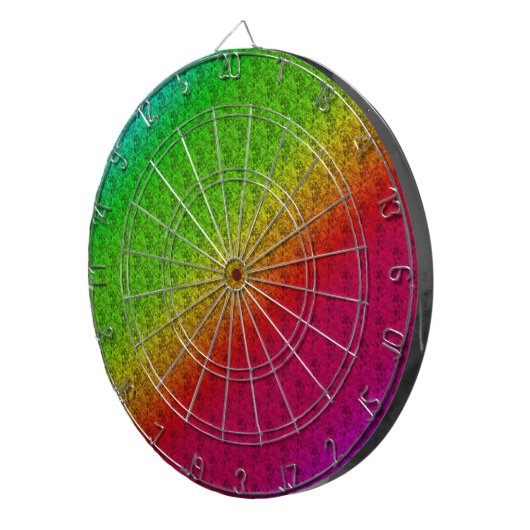 Diag Rainbow Gradient Floral Pattern Green Dartbord (Voorkant Rechts)