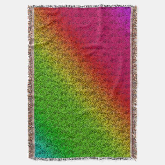 Diag Rainbow Gradient Floral Pattern Green Deken (Voorkant Verticaal)