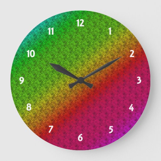 Diag Rainbow Gradient Floral Pattern Green Grote Klok (Voorkant)