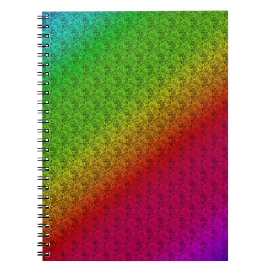 Diag Rainbow Gradient Floral Pattern Green Notitieboek (Voorkant)