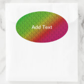 Diag Rainbow Gradient Floral Pattern Green Ovale Sticker (Tas)