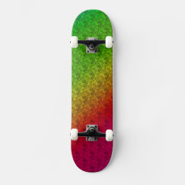 Diag Rainbow Gradient Floral Pattern Green Skateboard