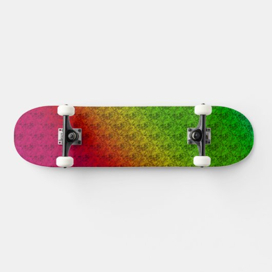 Diag Rainbow Gradient Floral Pattern Green Skateboard (Horizontaal)