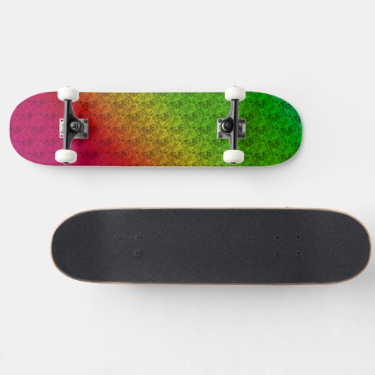 Diag Rainbow Gradient Floral Pattern Green Skateboard (Horizontaal)