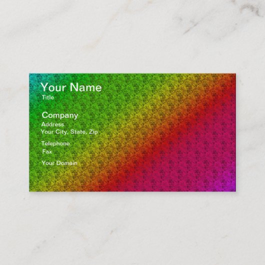 Diag Rainbow Gradient Floral Pattern Green Visitekaartje (Voorkant)