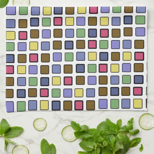 DIAG SQUARES Mixed Theedoek (Gevouwen)