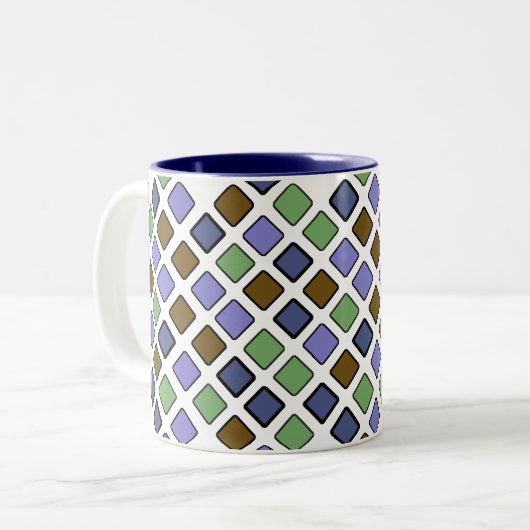 DIAG SQUARES plus blauw tweetone koffie-Mok Tweekleurige Koffiemok (Voorkant links)