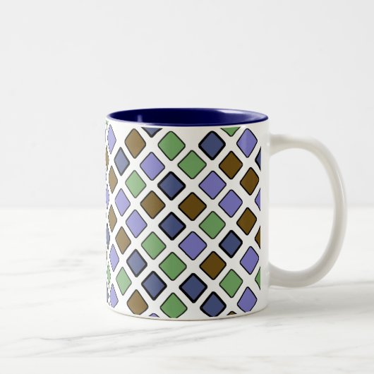 DIAG SQUARES plus blauw tweetone koffie-Mok Tweekleurige Koffiemok (Rechts)