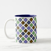 DIAG SQUARES plus blauw tweetone koffie-Mok Tweekleurige Koffiemok (Links)