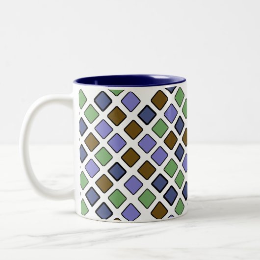 DIAG SQUARES plus blauw tweetone koffie-Mok Tweekleurige Koffiemok (Links)