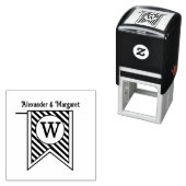 Diag Streep Vaandel Monogram Namen Koppel Trouwen Zelfinktende Stempel (In situ)